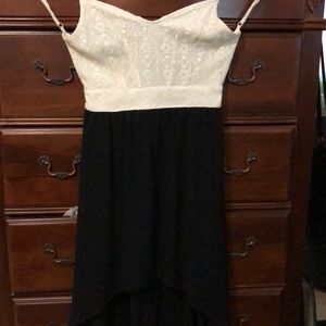 Hi-lo white and black dress